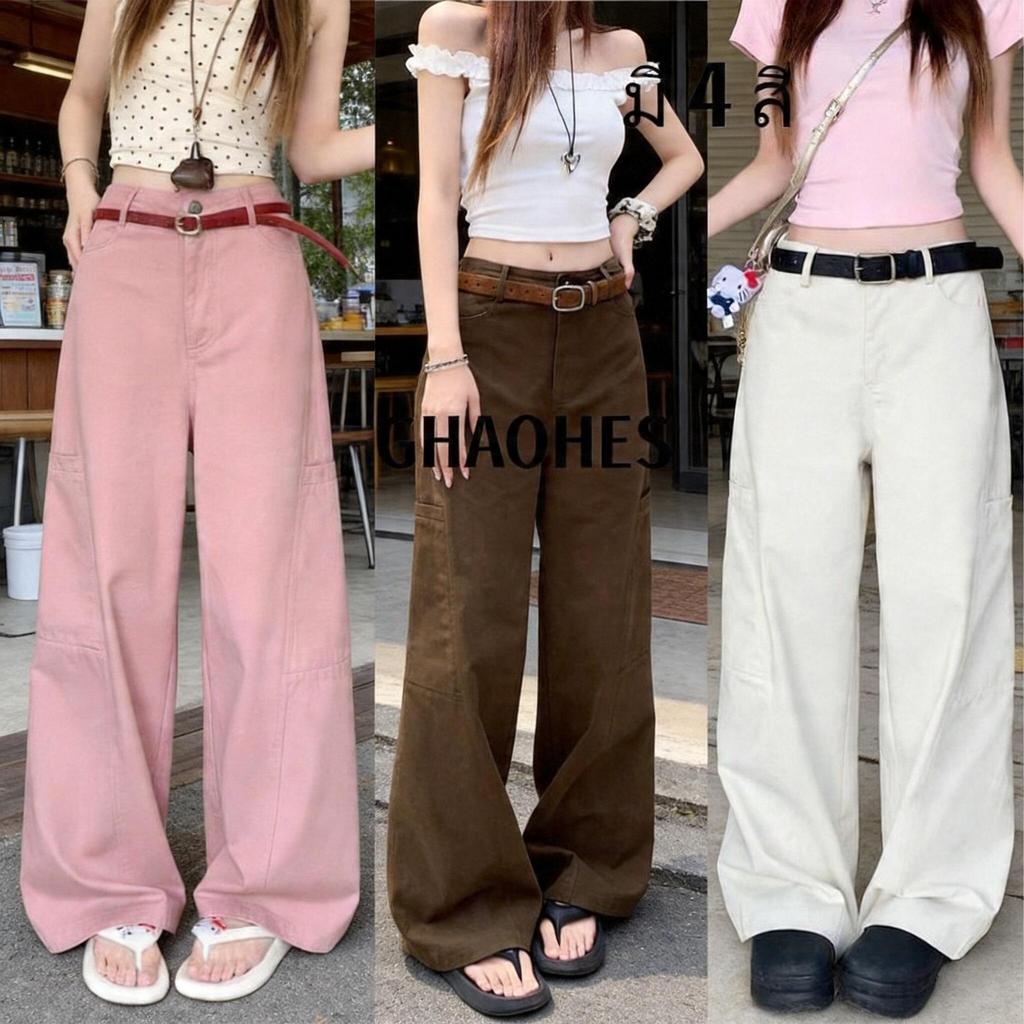 🏆ขายดีอันดับ1 JIAQI V132👖 กางเกงลำลองงานช่างทรงหลวม จับคู่ชุดไหนก็สวย