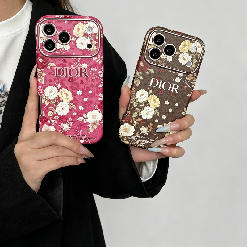 แฟชั่นแบรนด์ iphone 17 pro max 16 pro max 15 pro max 14 pro max 13 pro Max case iphone 13 16 pro 16 17 pro 15 14 15 pro 13 pro 14 pro case กันกระแทก Electroplated หนัง rose