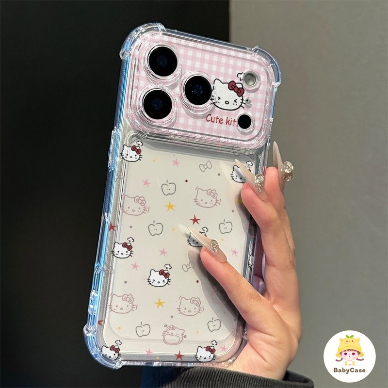 เคสโทรศัพท์น่ารักลายแมว KT แบบกันตก เหมาะสำหรับ IPhone XR X XS Max 17AIR 13 15 12 14 8 16 11 17 Pro Max Plus