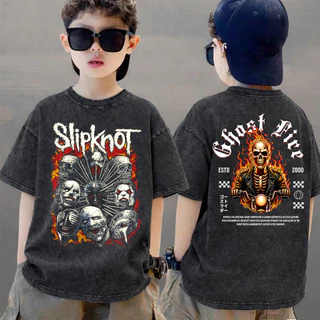 COD 2026 สินค้าใหม่ ทรงหลวม คอกลม เสื้อเด็ก kids Distressed T-shirt ผ้าฝ้าย เด็กชาย เสื้อผ้าเด็ก t-shirt Q370