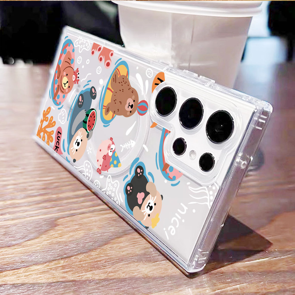 เคส ชาร์จไร้สาย สำหรับ Samsung A57 A37 A27 A07 A17 A06 A16 A26 A36 A56 A55 S26 S25 S24 S23 Ultra S25Fe S24Fe ลายน่ารัก