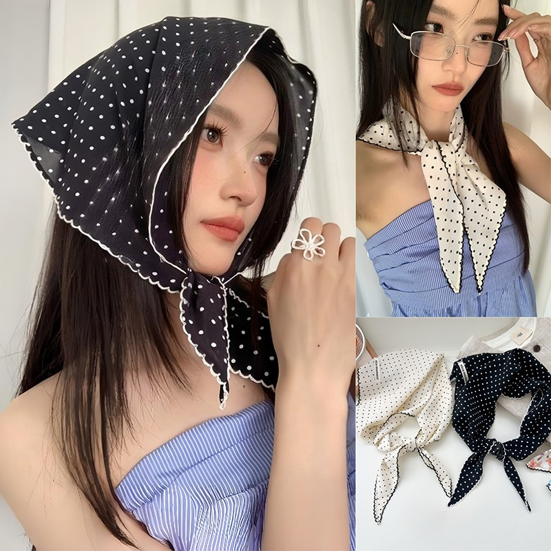 ผ้าโพกหัว เครื่องประดับผม ins ลายจุด แฟชั่นฤดูร้อน หลายสไตล์ ใช้ได้หลายแบบ สไตล์เกาหลี