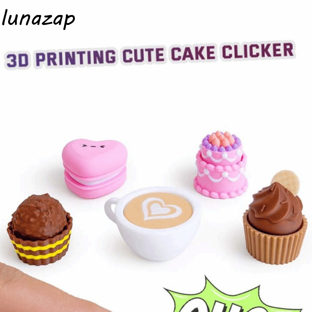 LUNAZAP นิ้วปุ่มจี้,อาหารตลกจําลองอาหาร Clicker พวงกุญแจ, ตลก 3D พิมพ์ Sensory Fidget กาแฟ Calming พวงกุญแจของเล่นเด็ก
