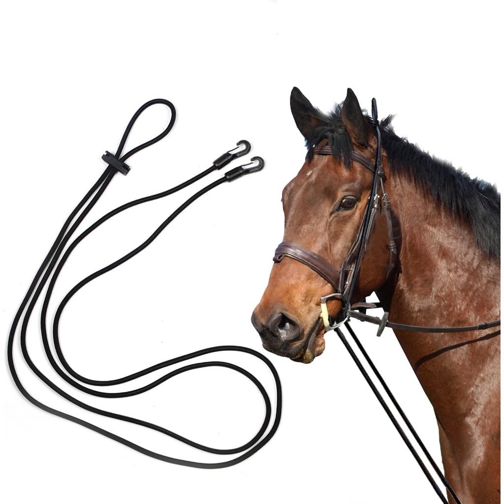 ยาวพิเศษ 13ft Horse Rein ยืดหยุ่นคอ Stretcher ปรับเชือก Bungees สําหรับ Horse Training Aid ทางเลือกด