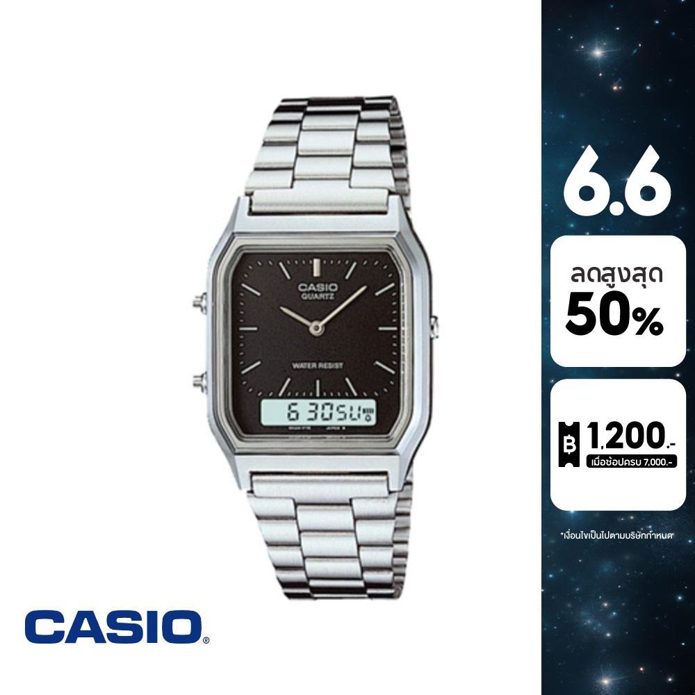 CASIO นาฬิกาข้อมือ CASIO รุ่น AQ-230A-1DHDF วัสดุสเตนเลสสตีล สีดำ