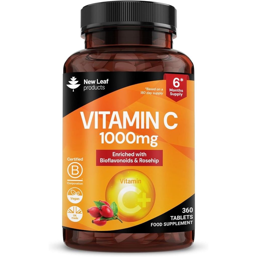 วิตามินซีเม็ด 1000มก. - อุดมด้วย Bioflavonoids & Rosehip - อาหารเสริมวิตามินซีพรีเมี่ยม - เม็ดวิตามิ