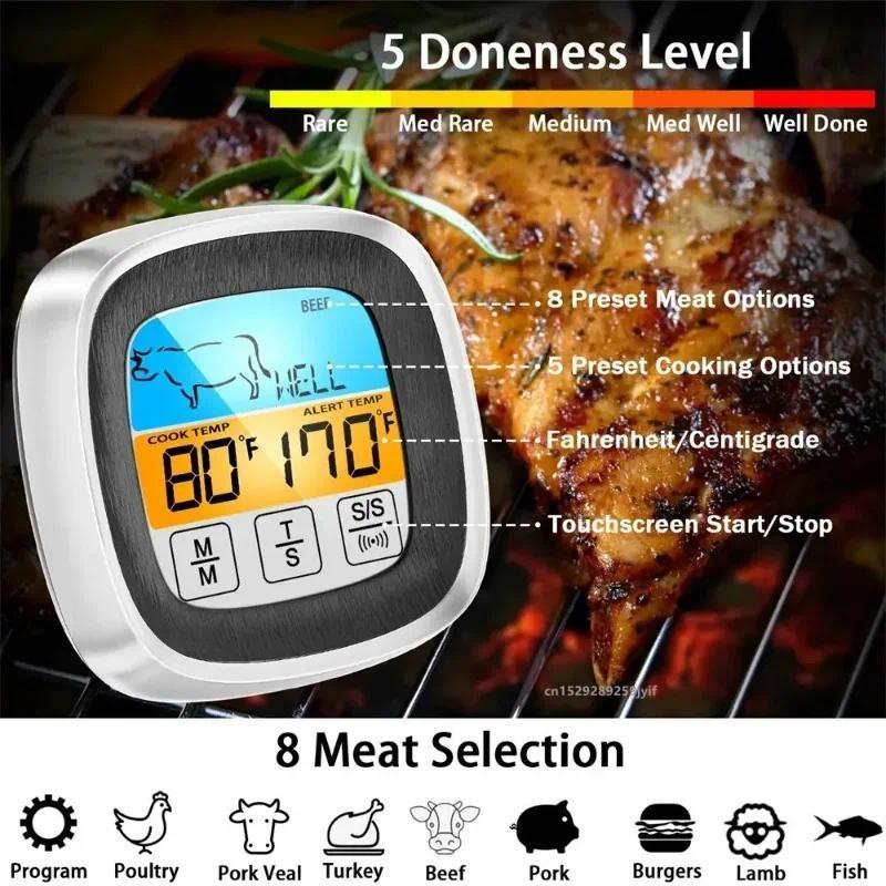 1pc Digital Kitchen Food Thermometer Probe Touch Screen Barbecue Meat Temperature Measure Steak BBQ 