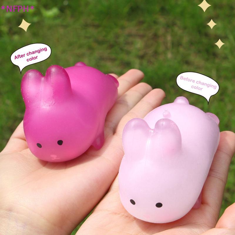 NFPH>ของเล่นป้องกันความเครียดเปลี่ยนสีน่ารักหัวใจกระต่ายบีบของเล่นอยู่ไม่สุข Squishy Anti Stress ตลกความเครียดบรรเทาสําหรับเด็กผู้ใหญ่ของขวัญใหม่
