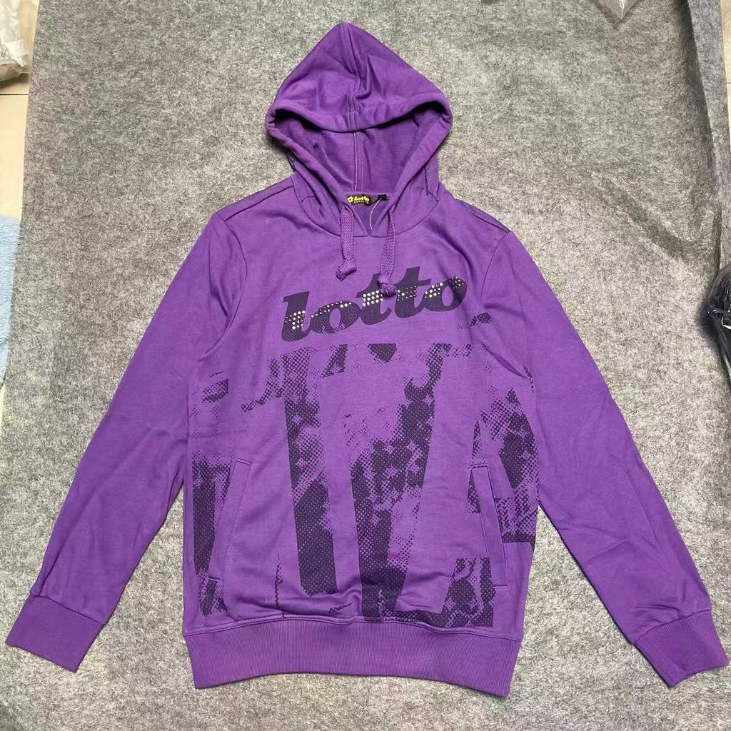 Tianjin Version LOTTO LOTTO Mens Football Culture Series Metal Rivets Pure Cotton Hooded Sweatshirt