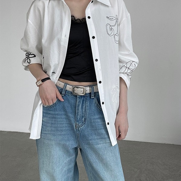 Taochuan CHAO Fan Heavy Industry ปักเสื้อผู้หญิง 26 ฤดูใบไม้ผลิหลวม High-End เสื้อแขนยาว C2619