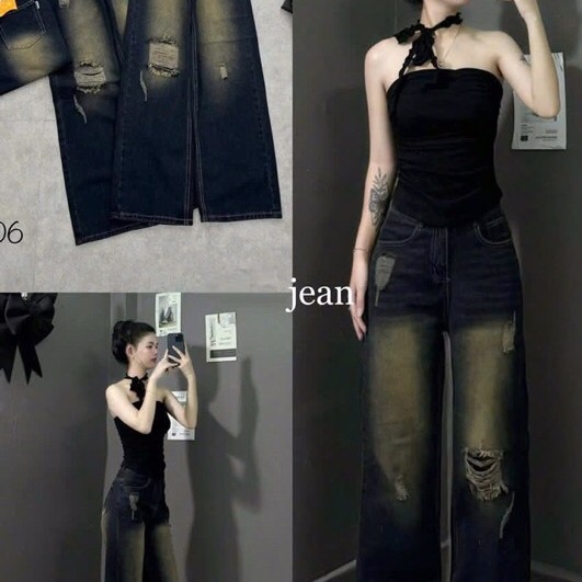 J108 กางเกงทรงตรงขาด BIG SIZE 2404-066-0638
