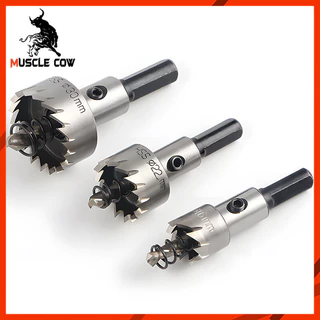 MUSCLE COW โฮลซอเจาะเหล็กสแตนเลส ขนาด12-55มิล ทำเหล็กคุณภาพ เจาะรูแผ่นเหล็ก สแตนเลส เหลืองได้