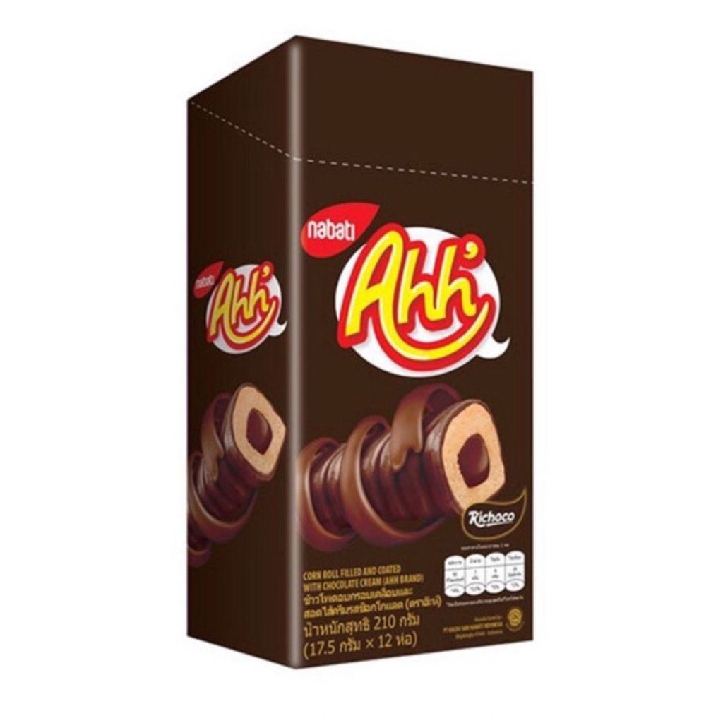 นาบาติ ข้าวโพดอบกรอบเคลือบและสอดไส้ครีมรสช็อกโกแลต Nabati Corn Roll Chocolate 174g.