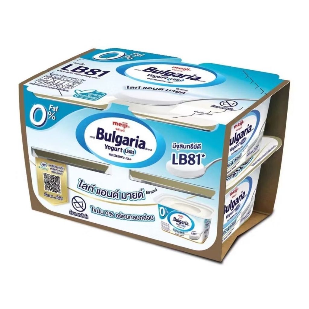 เมจิ บัลแกเรียโยเกิร์ตชนิดคงตัวไขมัน0% Meiji Bulgaria Set 0% Fat 110g. Pack4