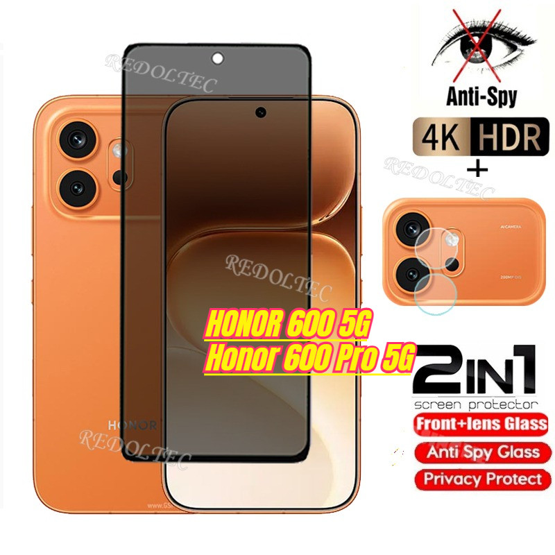Honor 600 600Pro 5G กระจกนิรภัยส่วนตัว Anti-Spy Full กาวปกป้องหน้าจอ Anti Peek 2in1 ฟิล์มความเป็นส่วนตัว + เลนส์ Honor 600 Pro Honor600