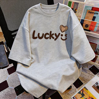TEE·SHOP🍀 เสื้อยืด Oversize ' Lucky Smile ' สไตล์เกาหลี เท่ห์มาก ใส่ได้ทั้งชายหญิง ผ้านุ่มสบายตัวทั้งวัน รองรับ COD
