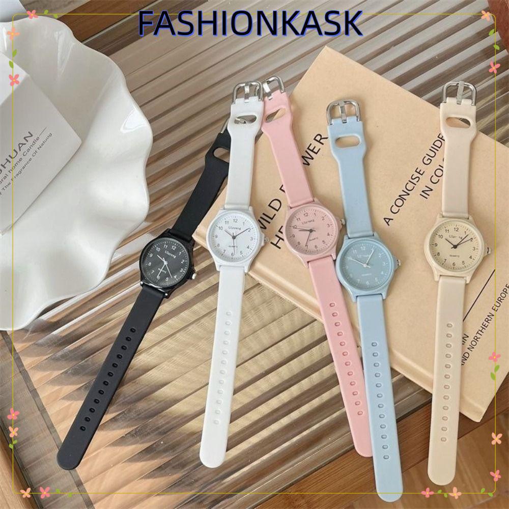 นาฬิกาข้อมือ IFASHIONKA, นาฬิกาควอทซ์สายซิลิโคนหลายสี, นาฬิกาควอทซ์ลําลองแบบปรับได้ของนักเรียน