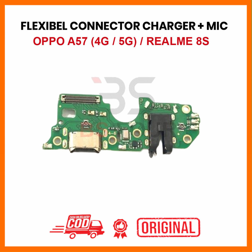 FLEXIBLE CONNECTOR CHARGER OPPO A57 (4G / 5G) / REALME 8S CONNECTOR HANDSFREE + MIC ORIGINAL