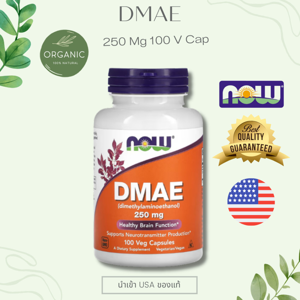 [พร้อมจัดส้ง] DMAE เหมาะสำหรับผู้ที่ใส่ใจการดูแลผิวพรรณ/ใช้สมองหรือทำงานหน้าจอเป็นประจำ  250MG 100 Cap NOW FOODS