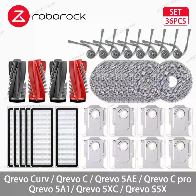 Roborock Qrevo Curv / 5AE / 5A1 / 5XC / S5X / Qrevo C Pro เครื่องดูดฝุ่นหลักแปรงด้านข้าง Mop ผ้าถุงเ