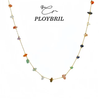 PLOYBRIL สีสันไม่สม่ําเสมอหินเดิมสร้อยคอสร้อยข้อมือผู้หญิงฤดูร้อนใหม่เรขาคณิตคอโซ่สไตล์ที่เรียบง่ายแ X065