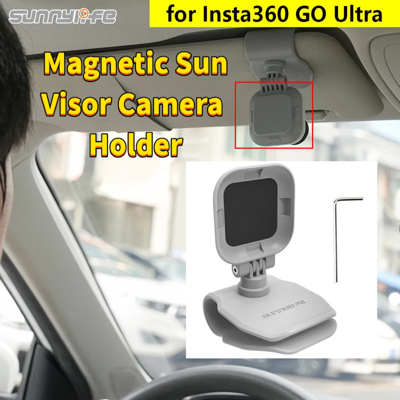 Sunnylife Magnetic Car Sun Visor Mount สําหรับ Insta360 GO Ultra ที่วางกล้อง 360°หมุน180° อุปกรณ์ที่
