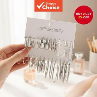 Retro Silver Pearl Hoop Earrings Set Butterfly Snake Design for Women Stylish Allergy-Free
