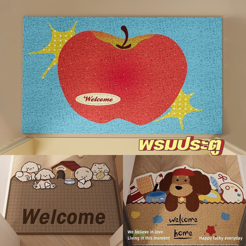 พรมหน้าประตู แผ่นพรมพื้น 40x60CM ลายการ์ตูน ทนทาน ซับน้ำ ของตกแต่งบ้าน แผ่นรองพื้นกันลื่น