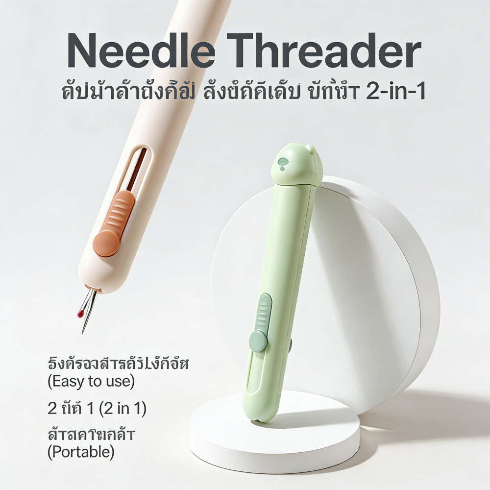 "2 IN 1 ที่สนเข็มเย็บผ้า อุปกรณ์อเนกประสงค์ สำหรับจักรเย็บผ้า มีดเลาะด้าย ที่สนเข็ม ที่เลาะผ้า"
