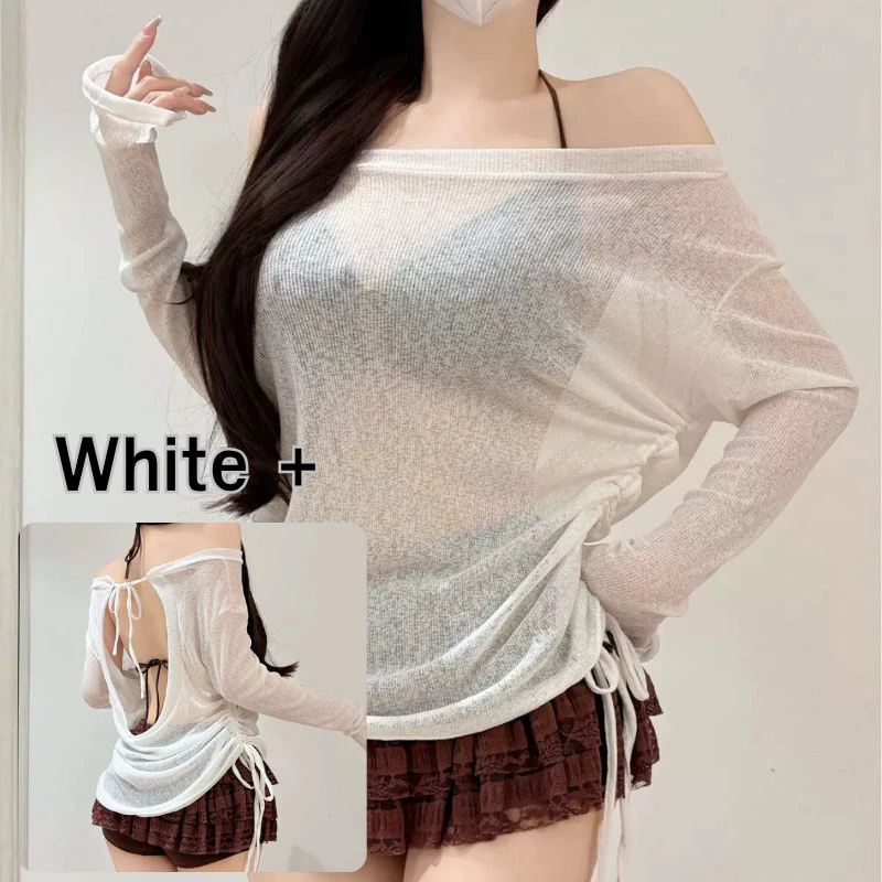 AP Stores6207 เสื้อแขนยาว กันแดด เซ็กซี่ ชายหาด น้ำหนักเบา ใส่สบ่ย เนื้อผ้าระบายอากาศ มีหลายสีให้เลือก พร้อมส่ง