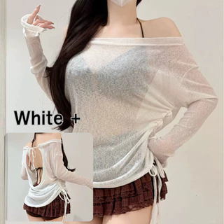 AP Stores6207 เสื้อแขนยาว กันแดด เซ็กซี่ ชายหาด น้ำหนักเบา ใส่สบ่ย เนื้อผ้าระบายอากาศ มีหลายสีให้เลือก พร้อมส่ง