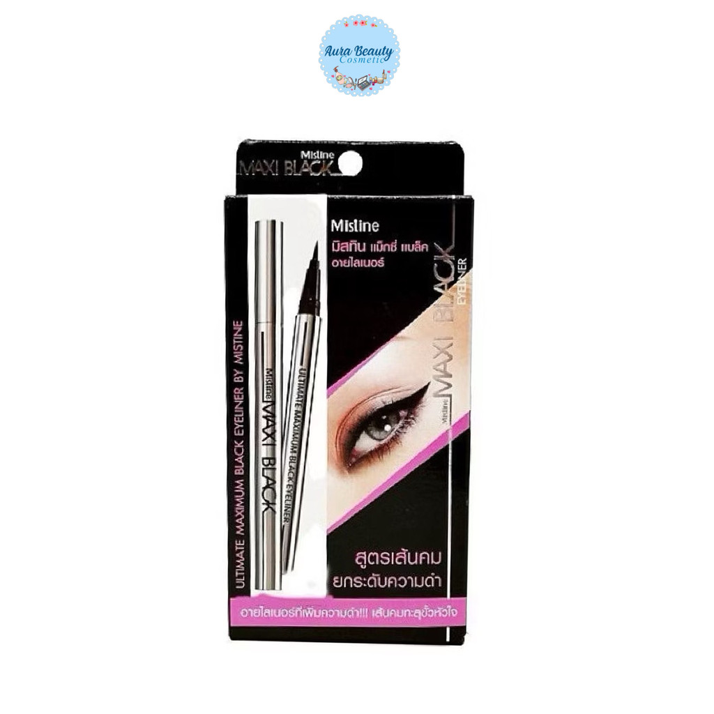 Mistine Maxi Black Eyeliner มิสทีน แม็คซี่ แบล็ค อายไลเนอร์ สูตรเส้นคม ยกระดับความดำ