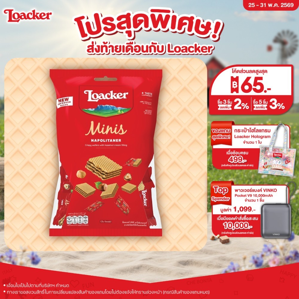 ล็อคเกอร์ มินิส์ นาโปลิเทนเนอร์ 80 กรัม / Loacker Minis Napolitaner 80 g