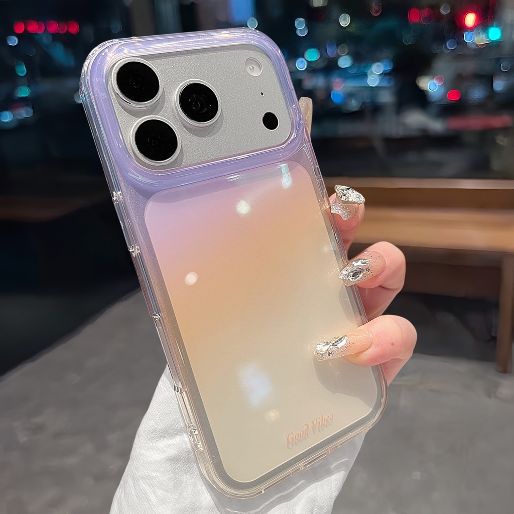 Aesthetic Gradient เคสซิลิโคนสําหรับ IPhone 17 16 15 Pro Max ถุงลมนิรภัยกันกระแทกฝาหลัง