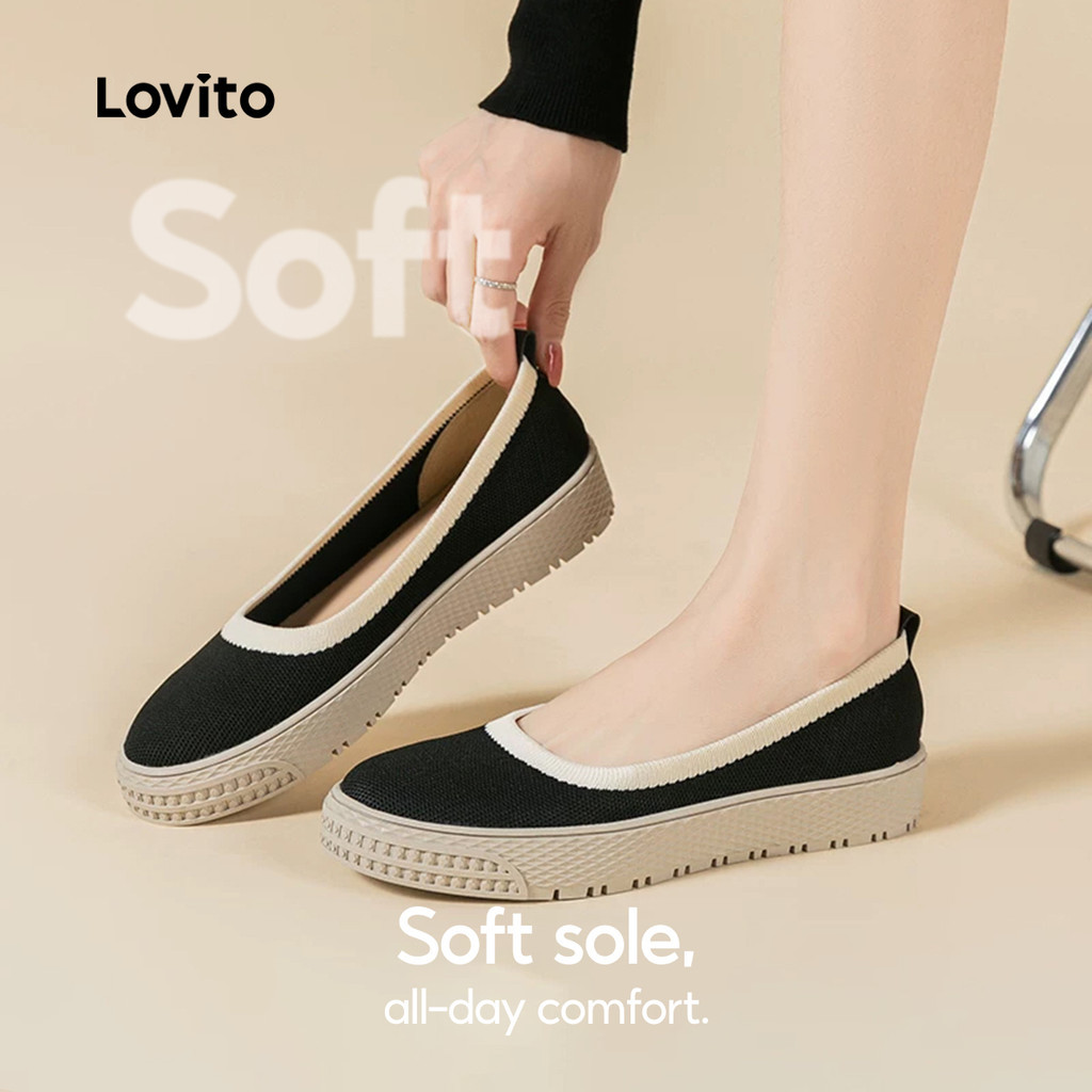 Lovito Casual รองเท้า Mary Janes สีบล็อกสําหรับผู้หญิงแบบลําลอง LFAS6026