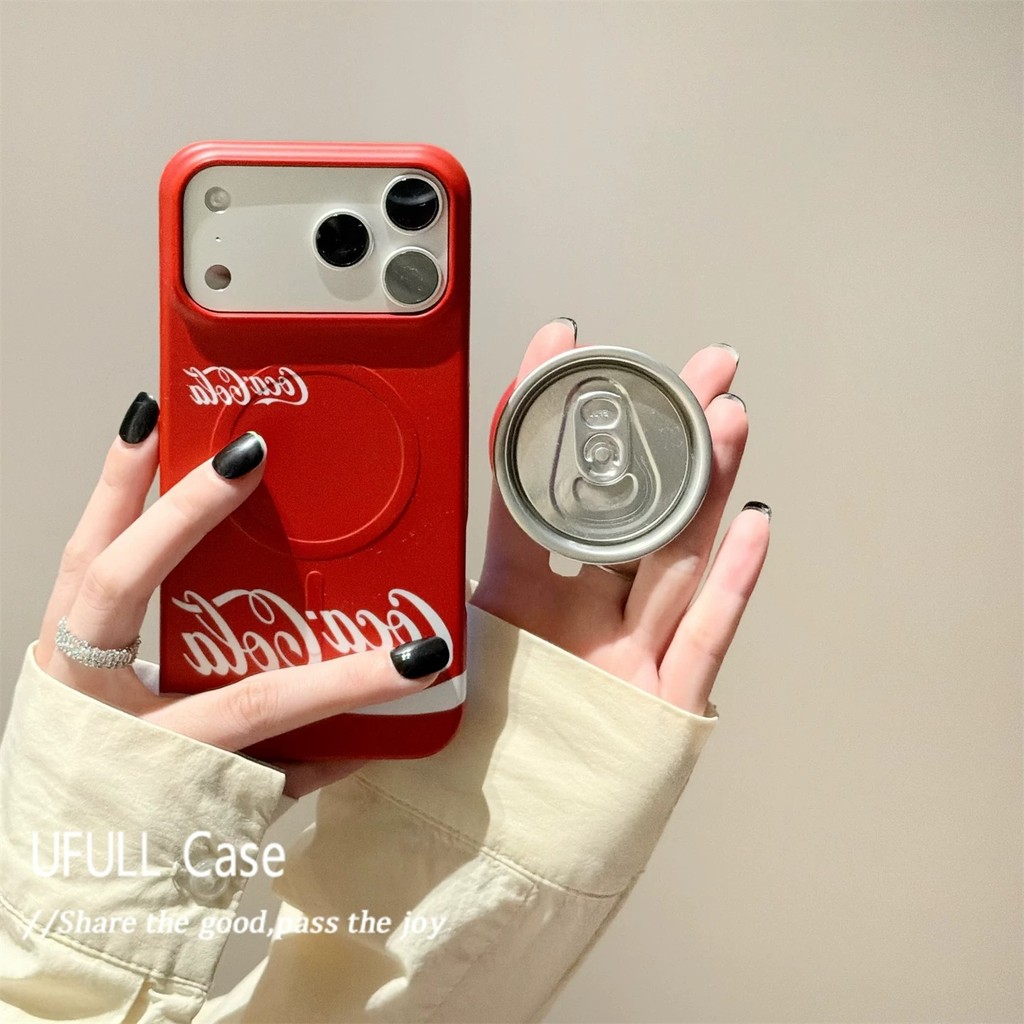 ฤดูร้อน INS สไตล์โซดาสามารถดื่มรูปแบบขาตั้งแม่เหล็ก Hard Film Case, คู่สร้างสรรค์สําหรับ iPhone 17 Pro Max 17 Pro 16 Pro Max 16 Pro 15 Pro 14 Pro Max 13 Pro Max