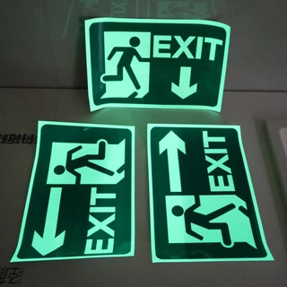 [Prim] สติ๊กเกอร์ป้ายทางออกฉุกเฉินเรืองแสง 4-1 ชิ้น - Glow In Dark Exit Sign - Safety Passage Decal - ป้ายหนีไฟ - ป้ายบอกทิศทางหนี /bliss