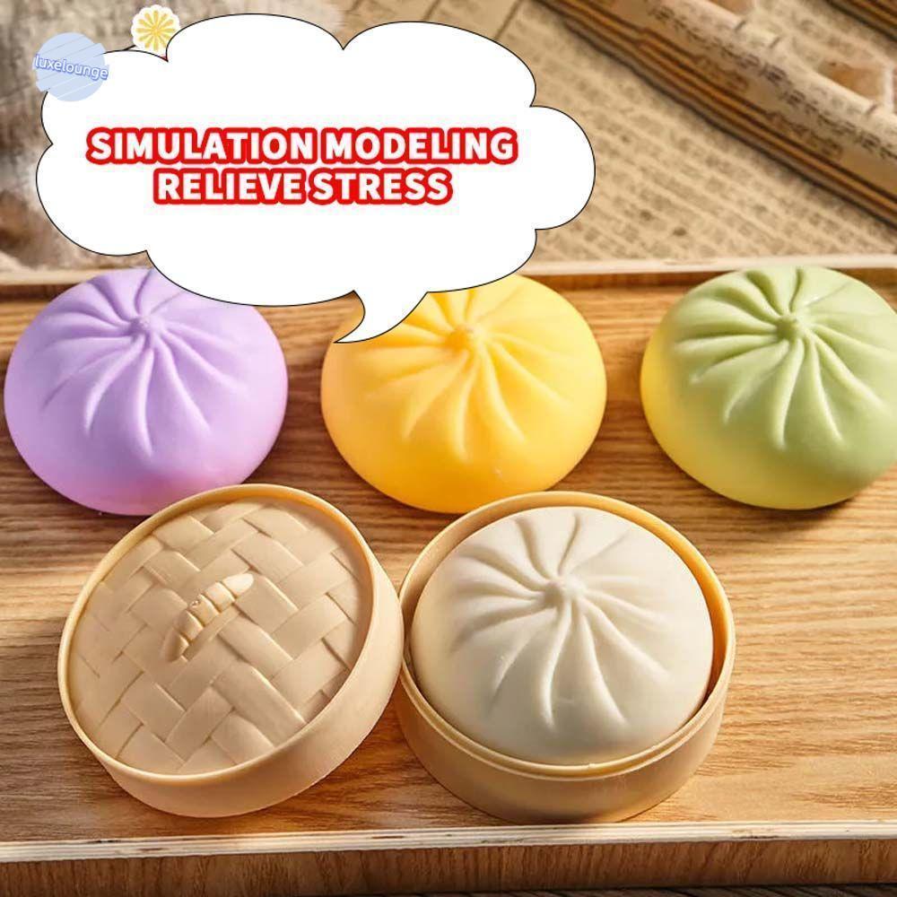LUXELUNGE เกี๊ยวของเล่นสกุชชี่,ดูดนิ้วด้วย Steamer Dumpling Sensory ของเล่น,Creative Soft Fidget ช้า Rising สมจริง Squishy Bun ผู้ใหญ่และเด็ก
