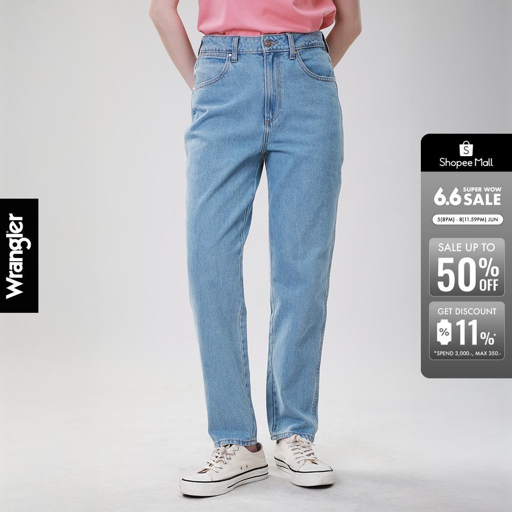 WRANGLER กางเกงยีนส์ผู้หญิง เอวสูง ทรงตรง รุ่น WR S226WMOMF08 สียีนส์อ่อน