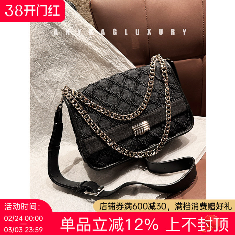 ตู้แห่งชาติเครื่องหนังท็อปตู้ขาย999!DA Pure Tail Strap Tag พิเศษสามมิติ Jacquard Denim Chain Bag กระ