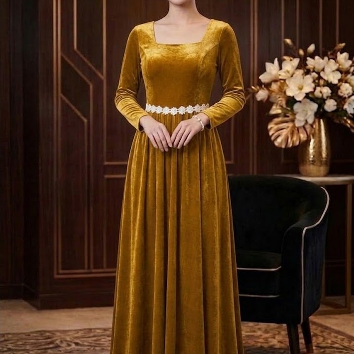 VELVET DRESS/VEVENT PARTY DRESS WITH WAIST ACCESSORIES