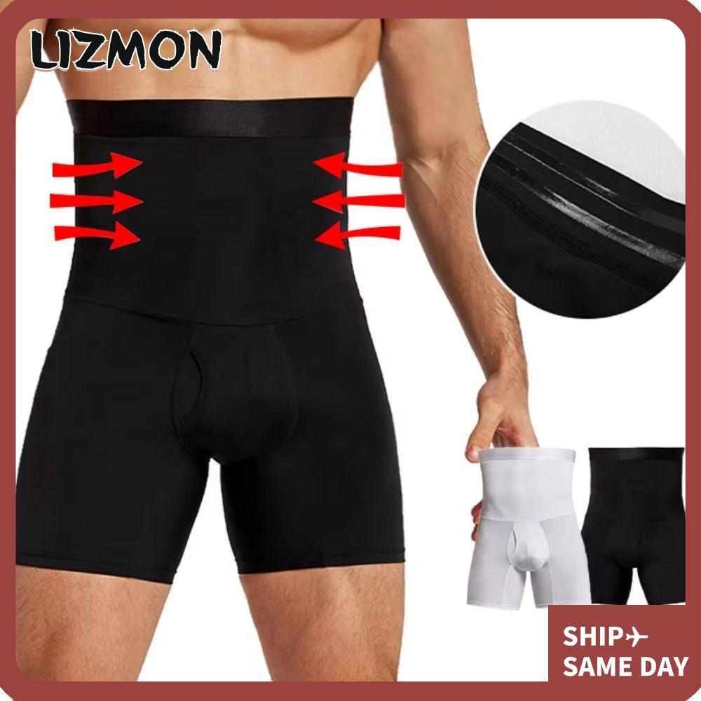 LIZMON กางเกงขาสั้นควบคุมหน้าท้อง, เอวสูงการบีบอัด Body Shaper, Abdomen Reducer Belly Slimming Shapewear ฟิตเนสการฝึกอบรม