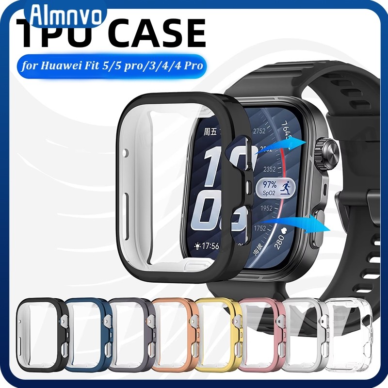 ฟิล์มป้องกันหน้าจอ for Huawei Watch Fit 5/5 Pro/4/4 Pro/3 ครอบคลุมกรณีครอบคลุมเต็มรูปแบบกันชน Tpu กรณี