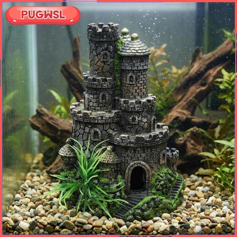 [pugwsl] ปราสาทเก่าตกแต่งตู้ปลาเรซิ่นถ้ําเครื่องประดับวินเทจตกแต่งธีมสําหรับพิพิธภัณฑ์สัตว์น้ําพร้อมเฟอร์นิเจอร์