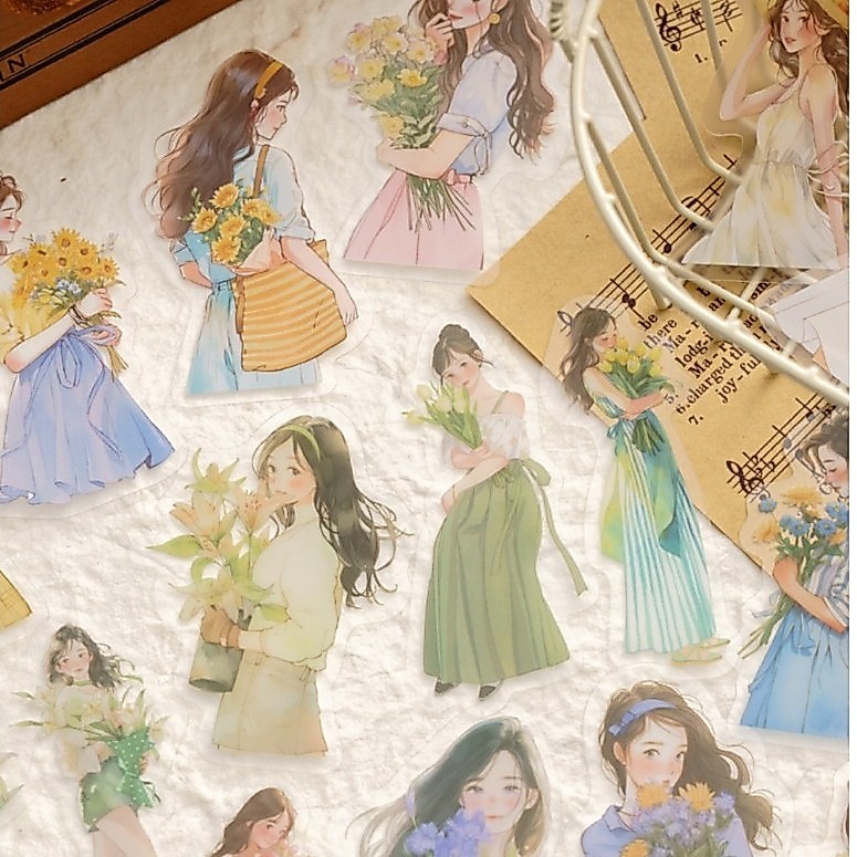Sugar Poem Matte PET Sticker Pack Waltz Love Song Fresh Hand-Painted Girl Character Miss Sister Hand