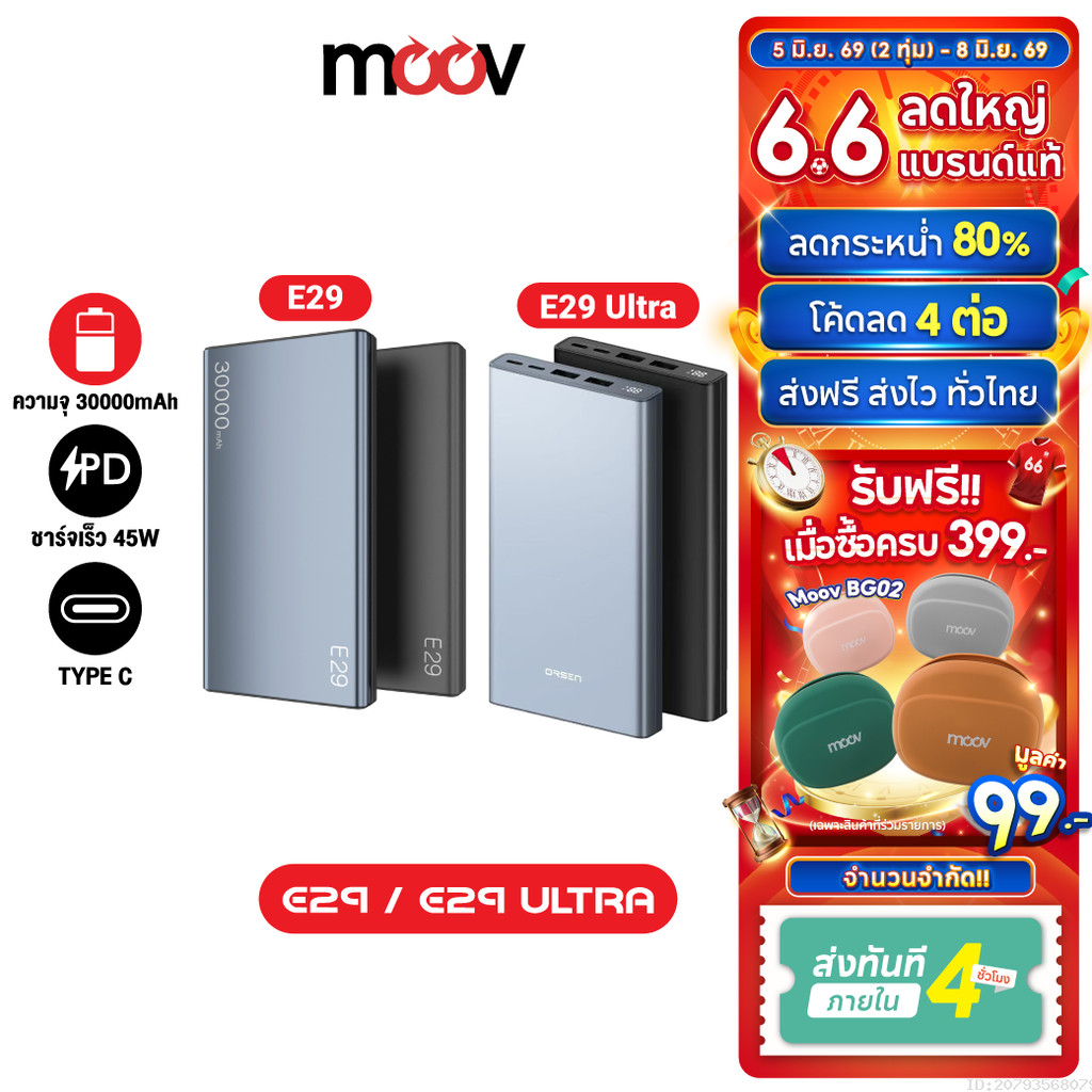 [ส่งไว] Orsen by Eloop E29 / E29 Ultra PD 45W Max QC 3.0 แบตสำรอง 30000mAh Power Bank ชาร์จเร็ว Type