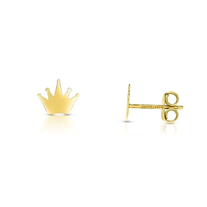 Nathalias NY ต่างหูมงกุฎ แบบติดใบหู ทองคำแท้ 14K Post Earrings with Crowns   | ไม่ชุบ ไม่ลอก ทองเค