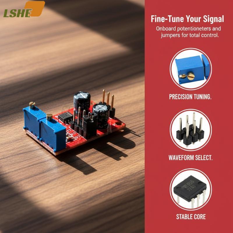 [LSHE] NE555 เครื่องกําเนิดสัญญาณคลื่นสี่เหลี่ยมแบบปรับได้ 1Hz 200kHz โมดูลความถี่พัลส์สําหรับส่วนปร