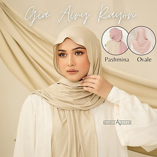 Alawiyahijab -  Gia Airy Rayon Tipis (Pashmina & Pashmina Oval Airflow) Curve Ovale Hijab Leyot Gelombang Lebih Banyak Rayon Spandex