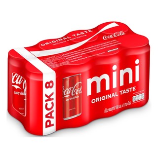 โค้ก น้ำอัดลมรสออริจินัล Coke Original 180ml. Pack8